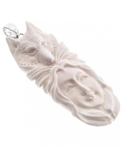 Native Indian Totem Wolf Buffalo Bone 925 Sterling Silver Pendant, 3 $15.57 Pendants