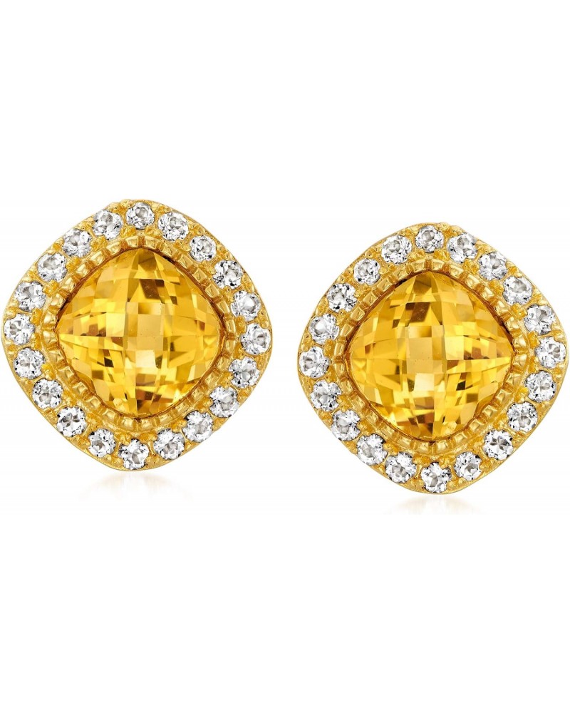 5.50 ct. t.w. Citrine and 1.60 ct. t.w. White Topaz Earrings in 18kt Gold Over Sterling $58.58 Earrings