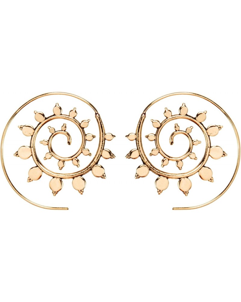 Women's Gold Tone Brass 35 mm Indian Ethnic Tribal Spiral Threader Earrings $17.08 Earrings