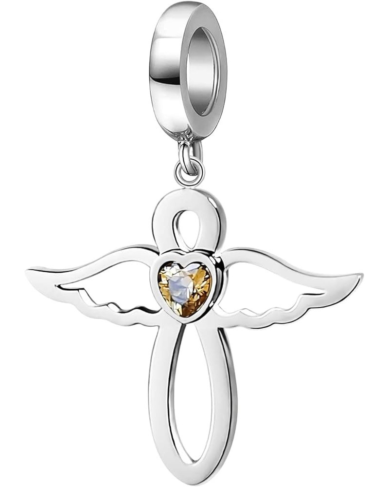 Jan-Dec Birthstone Charms Infinity Cute Angel Wing Bead Charms for Bracelets CZ Women Girls Bracelet Pendant Dangle Charm Nov...