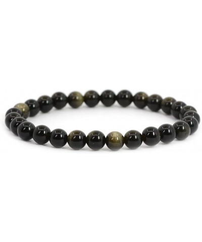 Gem Semi Precious Gemstone 6mm Round Beads Stretch Bracelet 6.5 Inch A Grade Golden Obsidian $10.00 Bracelets