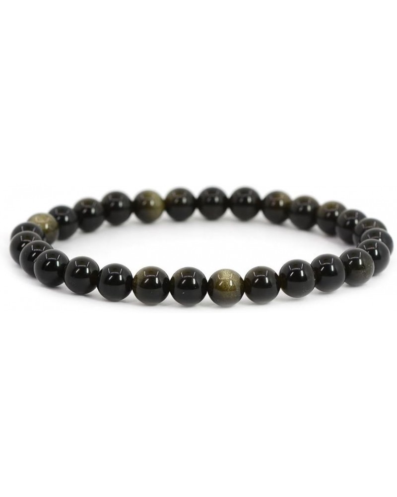 Gem Semi Precious Gemstone 6mm Round Beads Stretch Bracelet 6.5 Inch A Grade Golden Obsidian $10.00 Bracelets