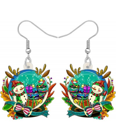 Christmas Cute Snow Globe Earrings Crystal Ball Dangle Charms Christmas Jewelry for Women Girls Festival Gifts Green $7.27 Ea...