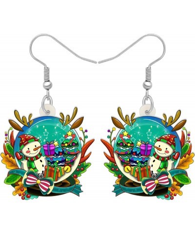 Christmas Cute Snow Globe Earrings Crystal Ball Dangle Charms Christmas Jewelry for Women Girls Festival Gifts Green $7.27 Ea...