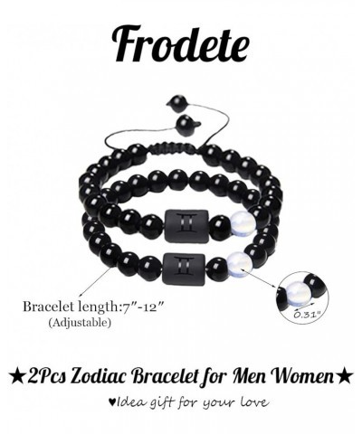 Zodiac Couple Bracelet for Men Black Onyx Natural Stone Bracelets for Women Gifts Men Gifts for Christmas Virgo 2pcs $8.09 Br...