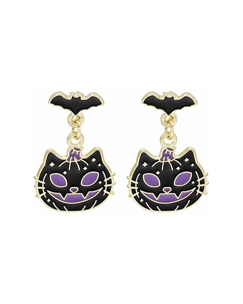 Halloween Theme Stud Earring Halloween Ghost skull bat black cat cross Halloween Drop Earrings for Women Girls Cat $6.18 Earr...