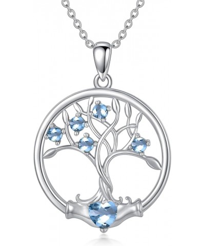 12 Birthstone Tree of Life Necklace for Women 925 Sterling Silver Family Tree Pendant Necklace with 12 Months Birthstone Pend...