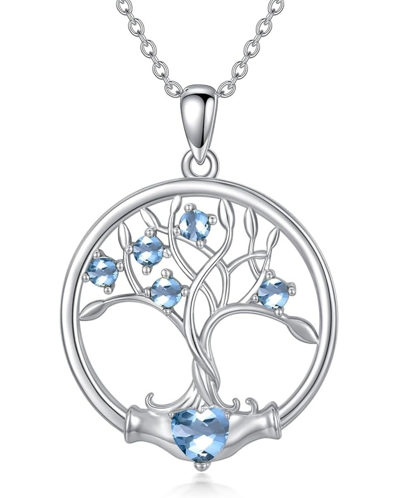 12 Birthstone Tree of Life Necklace for Women 925 Sterling Silver Family Tree Pendant Necklace with 12 Months Birthstone Pend...