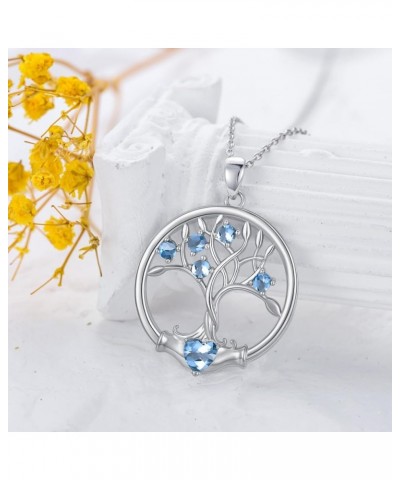 12 Birthstone Tree of Life Necklace for Women 925 Sterling Silver Family Tree Pendant Necklace with 12 Months Birthstone Pend...