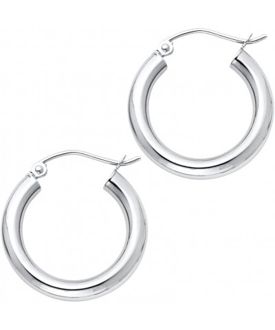 14K Yellow Or White Gold Earrings 3mm Plain Hoop 19.0 Millimeters White Gold $106.19 Earrings