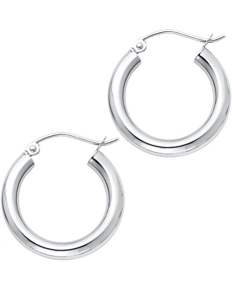 14K Yellow Or White Gold Earrings 3mm Plain Hoop 19.0 Millimeters White Gold $106.19 Earrings