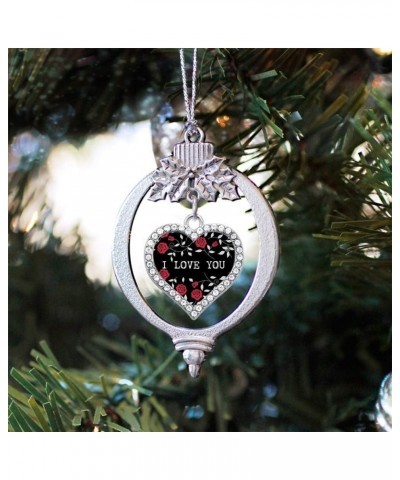 Mother and Daughter Bond Charm Ornament - Silver Open Heart Charm Holiday Ornaments with Cubic Zirconia Jewelry Rose Pattern ...