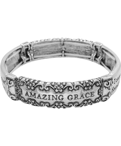 Blessing Inspirational Worded Polished Metal Stretch Bracelet Amazing Grace $14.12 Bracelets