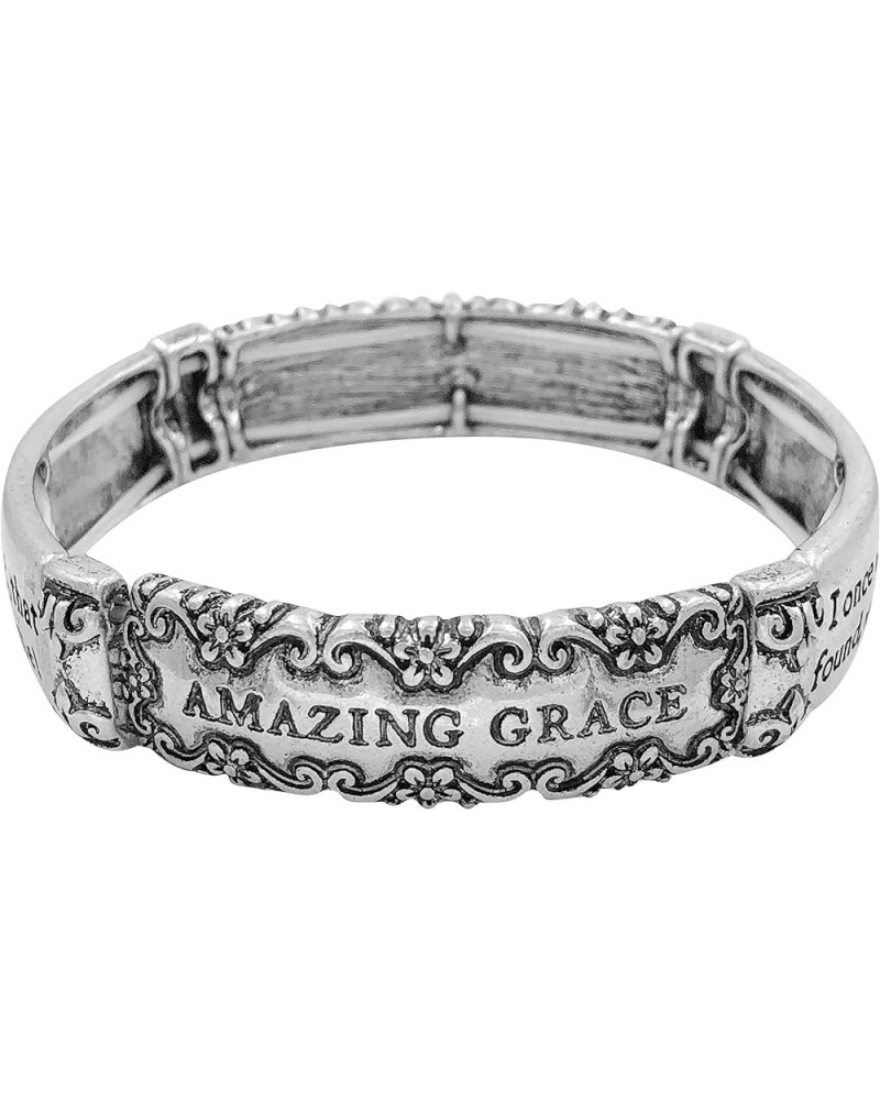 Blessing Inspirational Worded Polished Metal Stretch Bracelet Amazing Grace $14.12 Bracelets