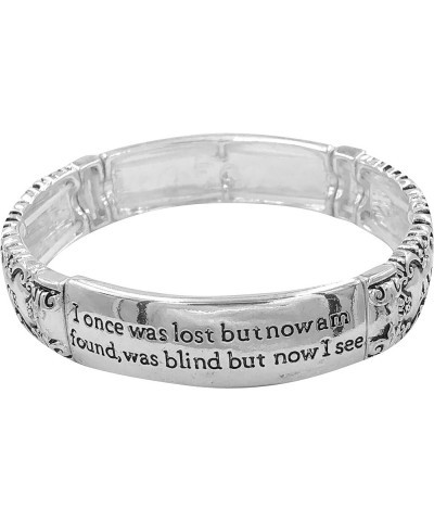 Blessing Inspirational Worded Polished Metal Stretch Bracelet Amazing Grace $14.12 Bracelets