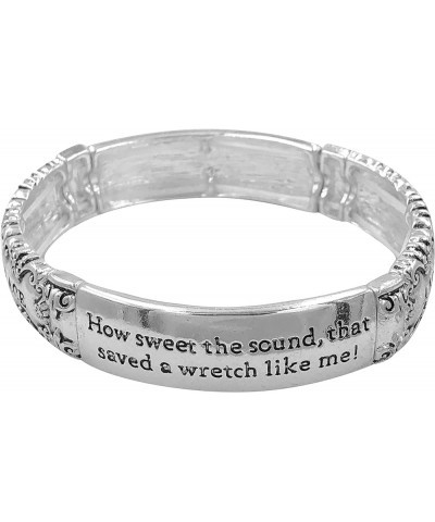 Blessing Inspirational Worded Polished Metal Stretch Bracelet Amazing Grace $14.12 Bracelets