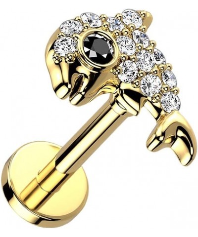 16GA 316L Stainless Steel CZ Crystal Paved Dolphin Internally Threaded Stud Gold Tone $8.93 Body Jewelry