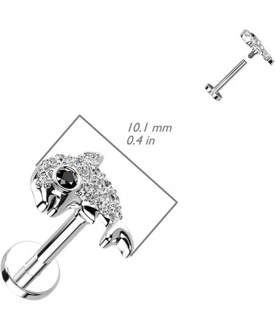 16GA 316L Stainless Steel CZ Crystal Paved Dolphin Internally Threaded Stud Gold Tone $8.93 Body Jewelry