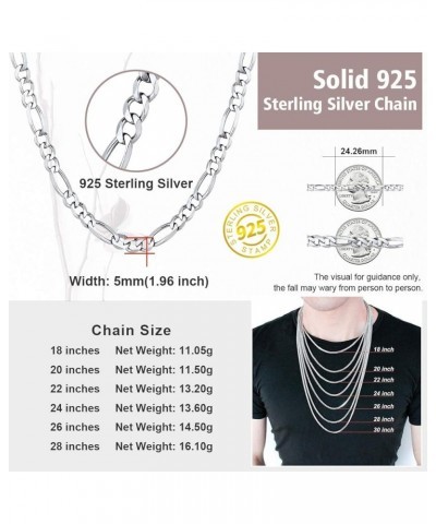 Solid Sterling Silver Cuban/Figaro Chain, with S925 Stamp, Men/Women Gifts Custom Available-Send Gift Box 18.0 Inches 5mm-Fig...