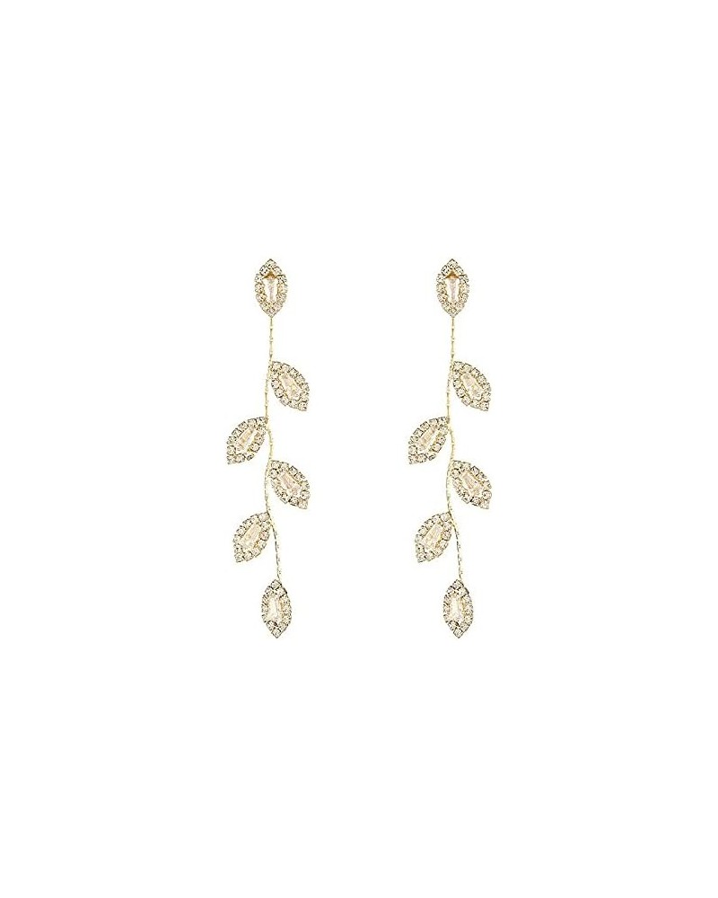 Bridal Earrings for Wedding Rhinestone Dangle Earrings Leaf Earrings Long Earrings Elegant for Women $7.51 Earrings