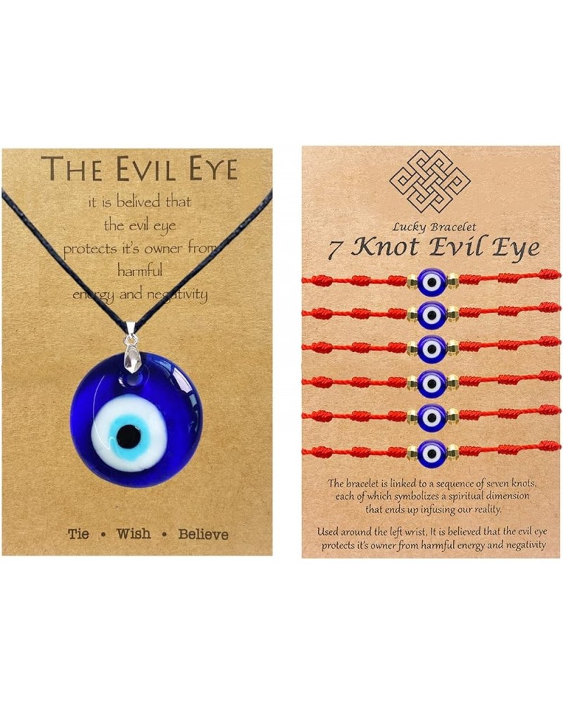 Evil Eye Necklace Necklace for Men Mens Necklace Evil Eye Jewelry Blue Turkish Glass Leather Rope Pink Evil Eye Necklace for ...