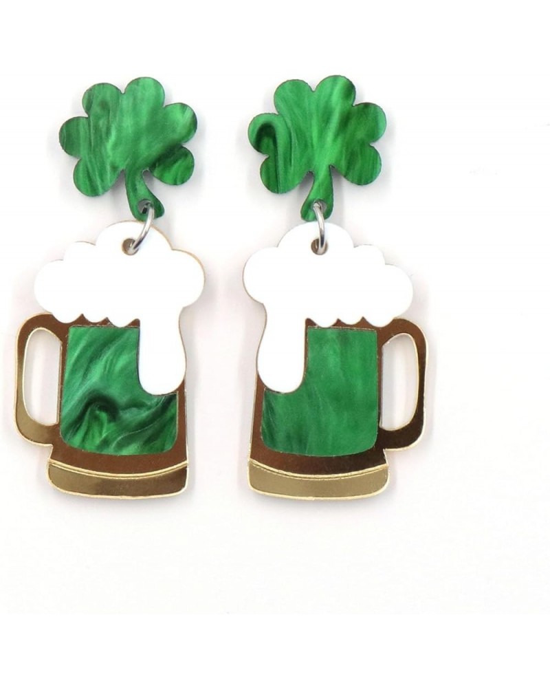 3Pairs St. Patrick's Day Green Lucky Clover Shamrock stud Earrings beer B $6.09 Earrings