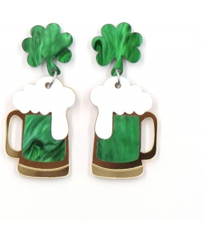 3Pairs St. Patrick's Day Green Lucky Clover Shamrock stud Earrings beer B $6.09 Earrings