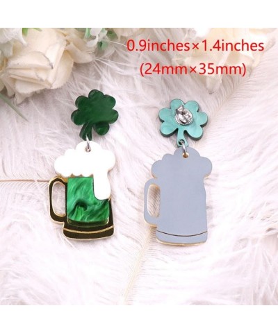 3Pairs St. Patrick's Day Green Lucky Clover Shamrock stud Earrings beer B $6.09 Earrings