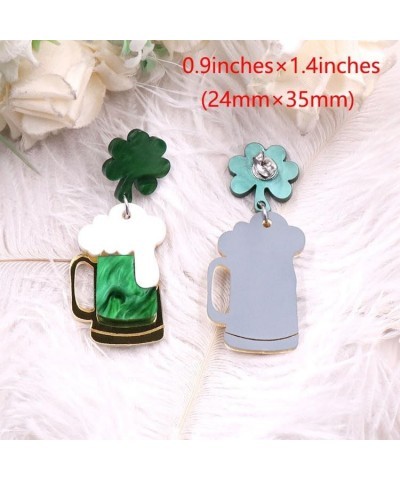 3Pairs St. Patrick's Day Green Lucky Clover Shamrock stud Earrings beer B $6.09 Earrings