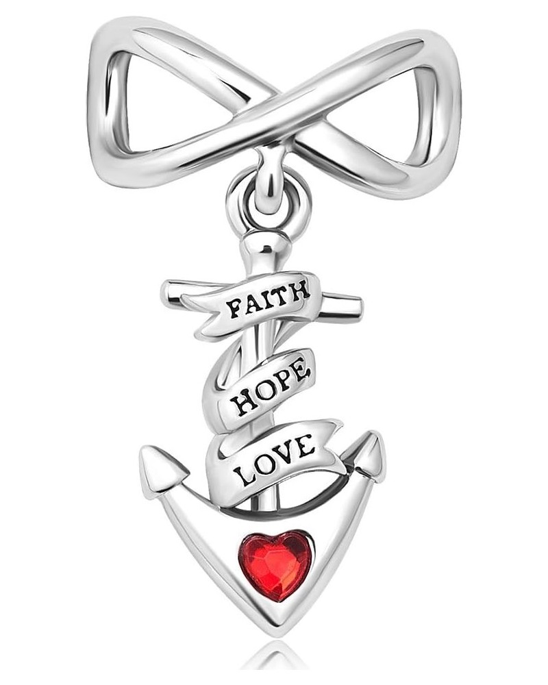 Infinity Cross Anchor Faith Hope Love Charms for Bracelets Compatible with Pandora Bracelets Red $7.50 Bracelets