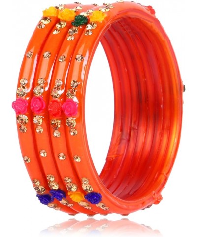 Indian Bangles Jewelry For Women Glass Bangles Flower Design Costume Matching Partywear Bangles Set 4pc Beautiful Bollywood B...