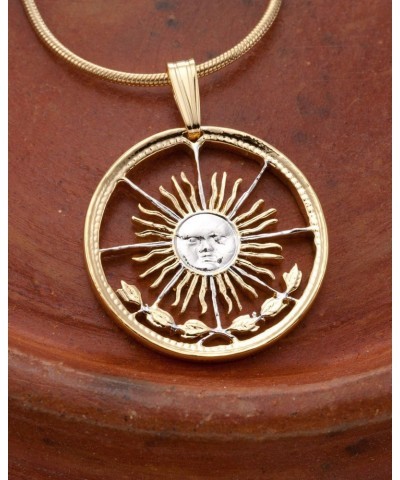 Sun Pendant & Necklace, Argentina Five Peso Hand Cut $46.20 Pendants