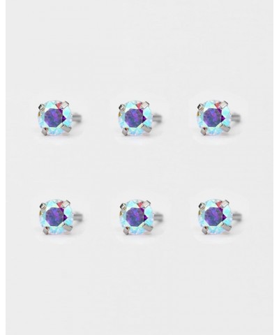 6PCS Surgical Steel/Titanium Nose Studs for Women Nostril Piercing Jewelry 22g / 20g / 18g 4mm AB CZ/L-shape/20g/Silver Surgi...