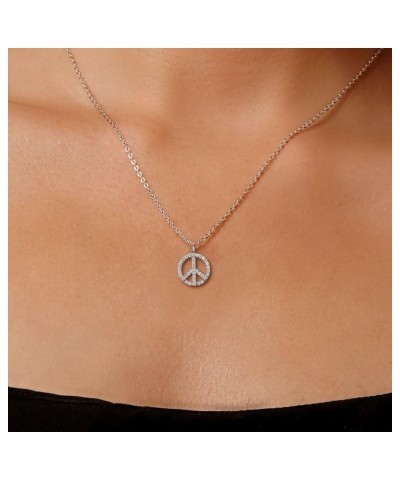 925 Sterling Silver Moon Flower Peace or Star Charm Pendant Necklace For Women with Lab Grown Diamond and Moissanite and 18 I...