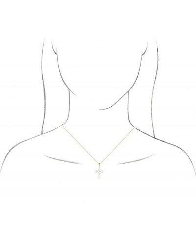 14K Gold, Sterling Silver Or Platinum Freshwater Cultured Pearl Cross Pendant 16-18" Necklace for Women Sterling Silver $84.0...