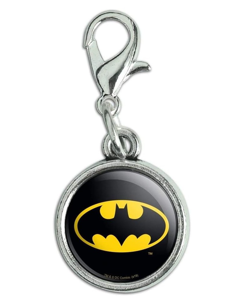 Batman Classic Bat Shield Logo Antiqued Bracelet Pendant Zipper Pull Charm with Lobster Clasp Chrome $10.25 Bracelets