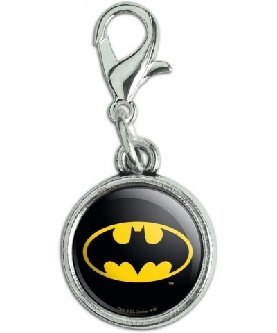 Batman Classic Bat Shield Logo Antiqued Bracelet Pendant Zipper Pull Charm with Lobster Clasp Chrome $10.25 Bracelets