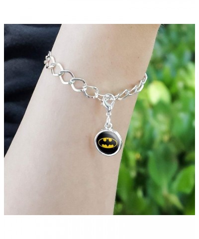 Batman Classic Bat Shield Logo Antiqued Bracelet Pendant Zipper Pull Charm with Lobster Clasp Chrome $10.25 Bracelets