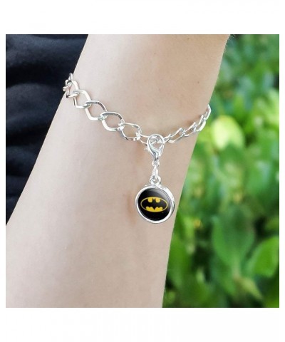 Batman Classic Bat Shield Logo Antiqued Bracelet Pendant Zipper Pull Charm with Lobster Clasp Chrome $10.25 Bracelets