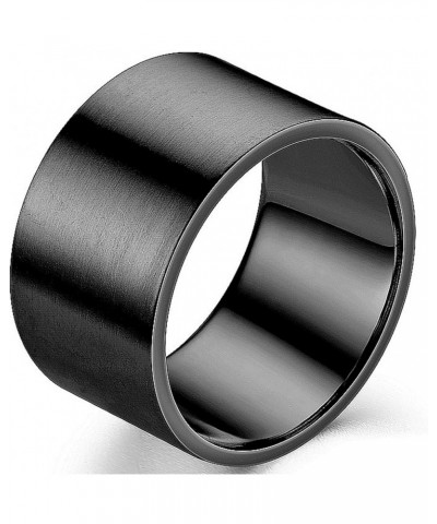 12mm Stainless Steel Matte Brushed Classic Simple Plain Wedding Band Statement Biker Anniversary Ring Black $6.59 Rings