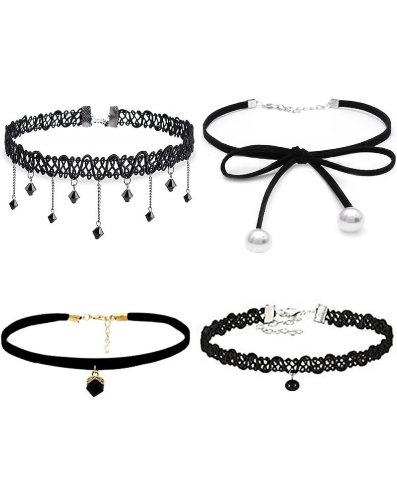 Velvet Choker Classic Choker Necklace Womens Layered Cute Black Black 4 pcs $6.20 Necklaces