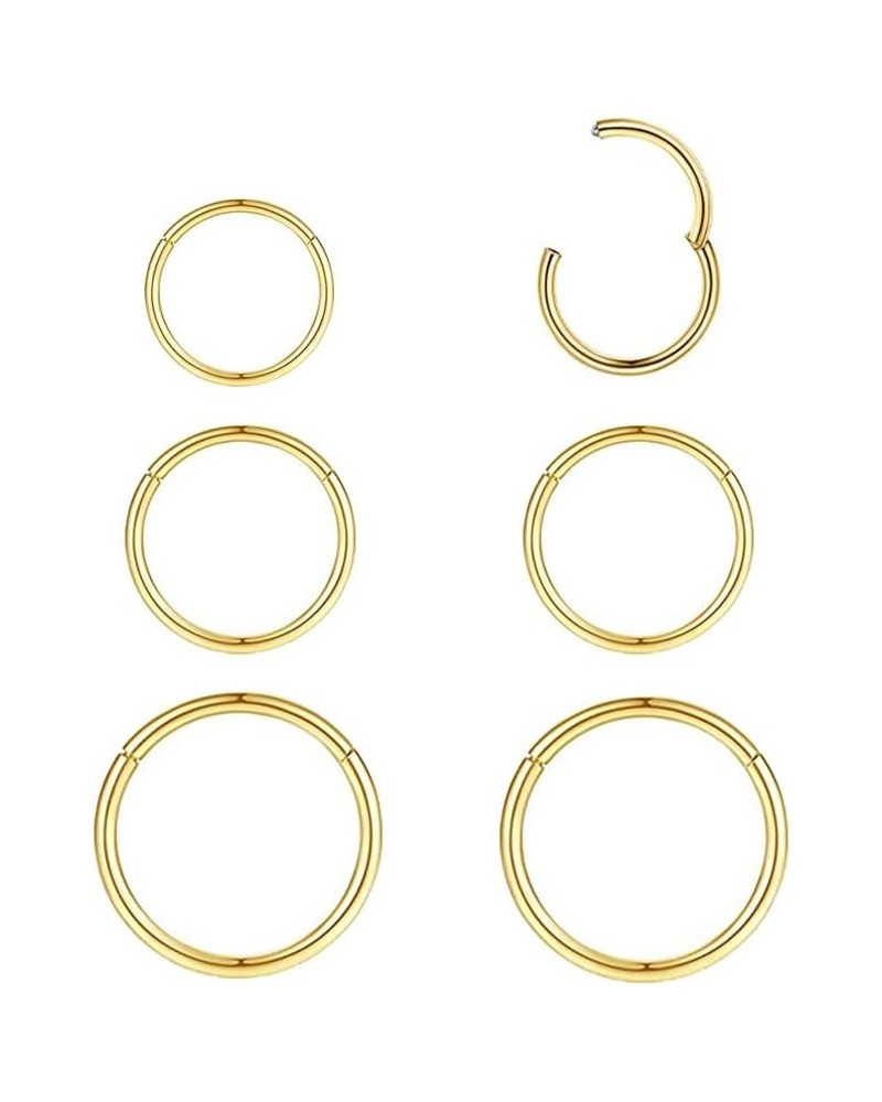 Gold Nose Ring Hoop 16G 18G 20G 316L Stainless Steel Hinged Nose Ring Septum Rings Cartilage Daith Tragus Helix Hoop Earrings...