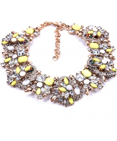 Bib Statement Necklace Colorful Glass Crystal Collar Choker Necklace for Women Fashion Accessories Yellow+White $11.94 Necklaces