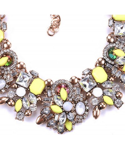 Bib Statement Necklace Colorful Glass Crystal Collar Choker Necklace for Women Fashion Accessories Yellow+White $11.94 Necklaces