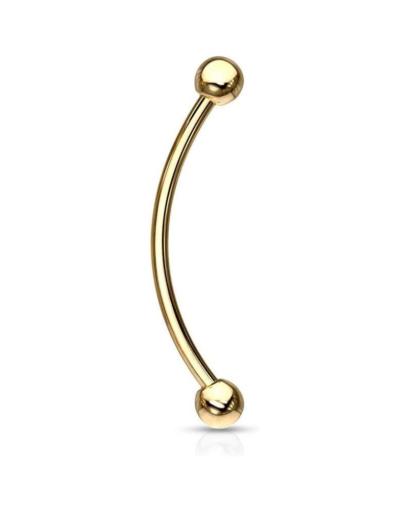 16g 12-16mm Surgical Steel Curved Barbell with Solid Ends for Snake Eyes Tongue Piercing 14.0 Millimeters Gold Tone $7.83 Bod...