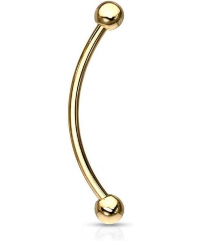 16g 12-16mm Surgical Steel Curved Barbell with Solid Ends for Snake Eyes Tongue Piercing 14.0 Millimeters Gold Tone $7.83 Bod...