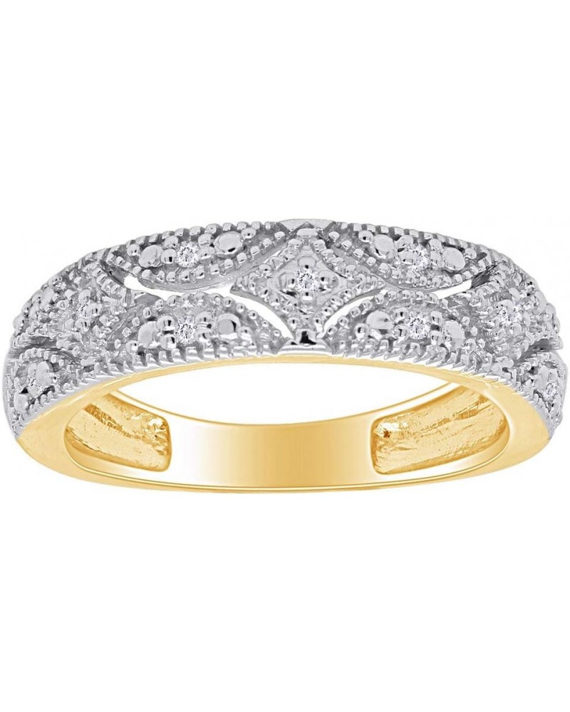 Sterling Silver Diamond Band Ring (1/20 cttw, I-J Color, I2-I3 Clarity) Gift For Her yellow-gold-plated-silver $28.20 Bracelets