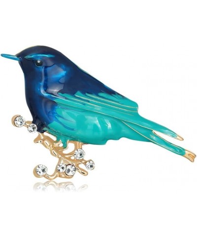 2023 New Alloy Dripping Oil Bird Brooch Fashion Personality Animal Corsage Pin Sweater Shawl Clips for Women Blue $5.64 Brooc...