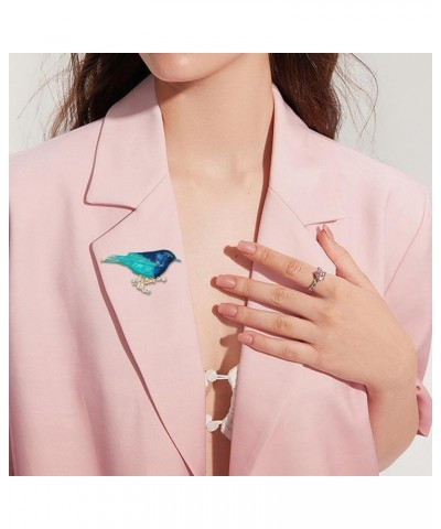 2023 New Alloy Dripping Oil Bird Brooch Fashion Personality Animal Corsage Pin Sweater Shawl Clips for Women Blue $5.64 Brooc...