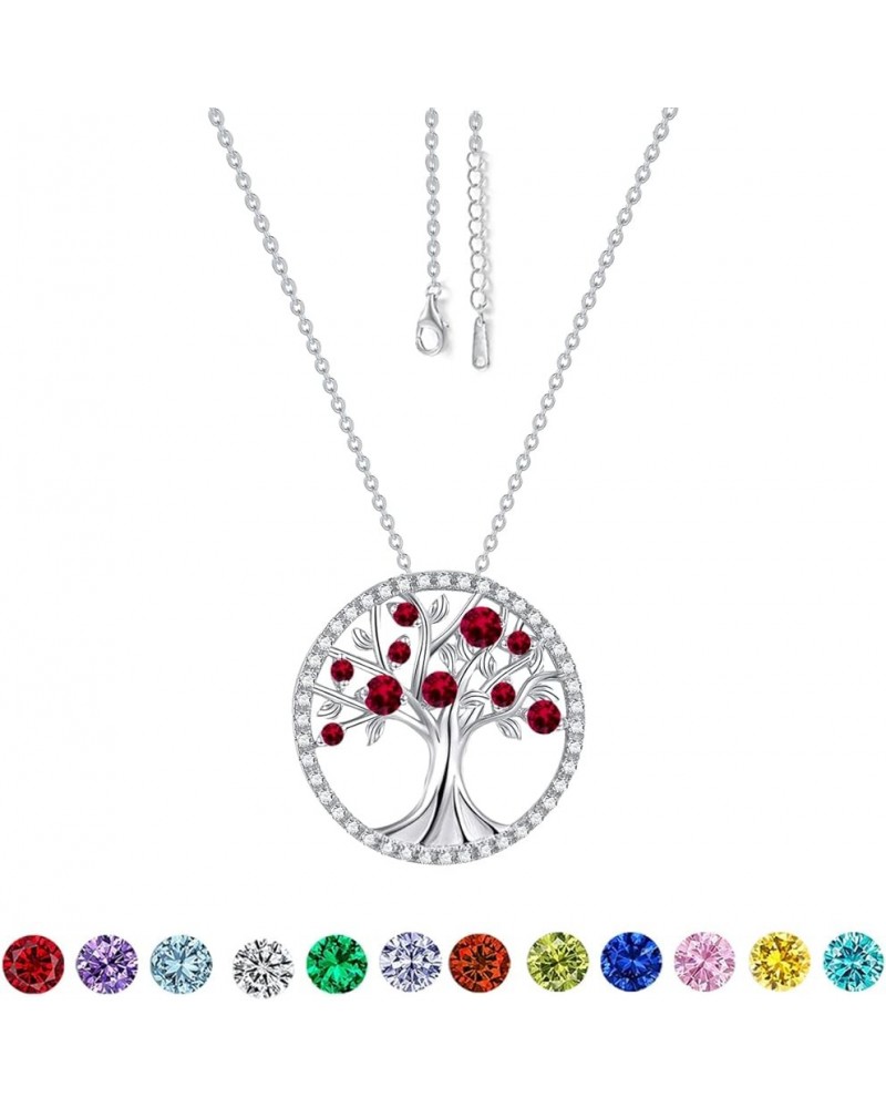 S925 Sterling Silver Life Tree Birthstone Necklace for Women Girls July $19.69 Necklaces